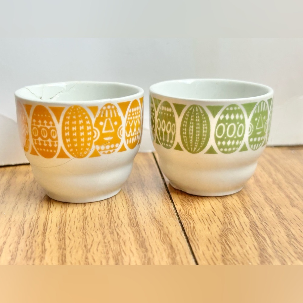 Set of 2 MCM Arabia Kauno Egg Cups Mid Century Vintage Decor Espresso Cups 1960s